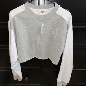 PAC SUN Active Women's Cropped Sweatshirt Small Gray White NWT Raw‎ Hem